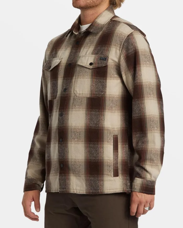 Men Billabong Jackets Lodge Long Sleeve Flannel Shirt Java Men Billabong Jackets Lodge Long Sleeve Flannel Shirt Java