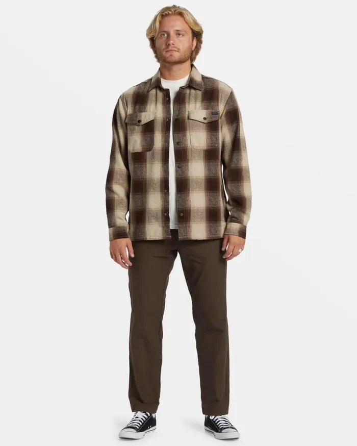 Men Billabong Jackets Lodge Long Sleeve Flannel Shirt Java Men Billabong Jackets Lodge Long Sleeve Flannel Shirt Java