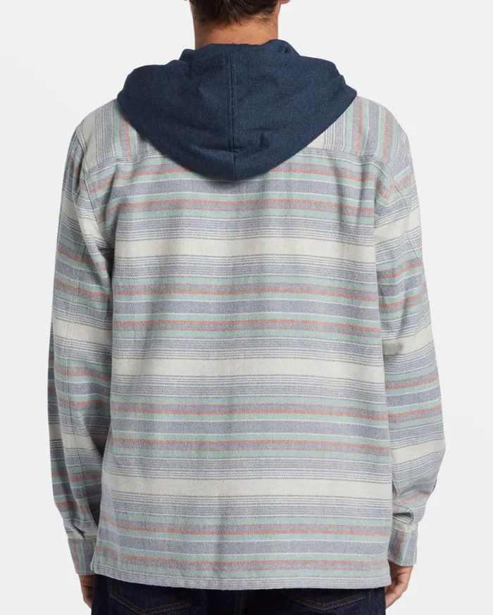 Men Billabong Shirts Baja Hooded Long Sleeve Flannel Shirt Slate Blue Men Billabong Shirts Baja Hooded Long Sleeve Flannel Shirt Slate Blue