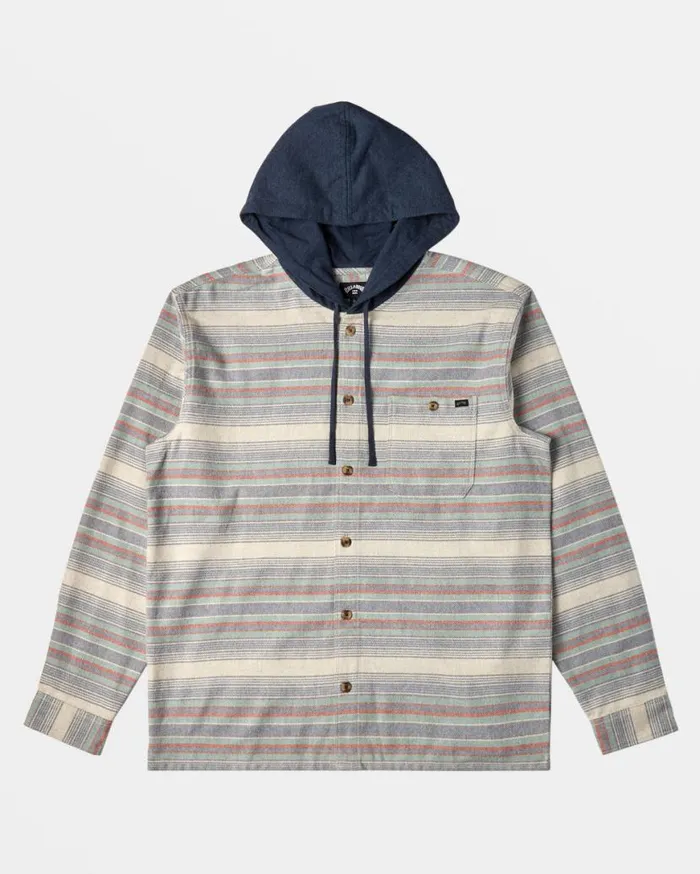 Men Billabong Shirts Baja Hooded Long Sleeve Flannel Shirt Slate Blue Men Billabong Shirts Baja Hooded Long Sleeve Flannel Shirt Slate Blue