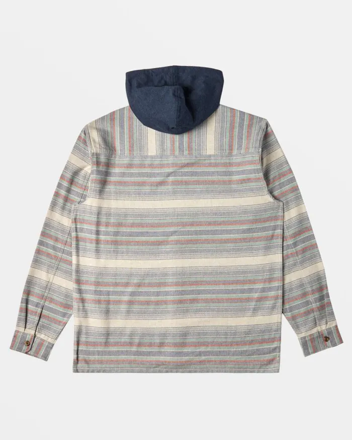Men Billabong Shirts Baja Hooded Long Sleeve Flannel Shirt Slate Blue Men Billabong Shirts Baja Hooded Long Sleeve Flannel Shirt Slate Blue