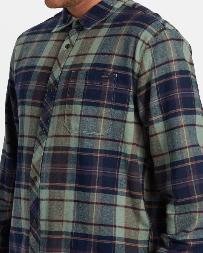 Men Billabong Shirts Coastline Long Sleeve Flannel Shirt Fern Men Billabong Shirts Coastline Long Sleeve Flannel Shirt Fern