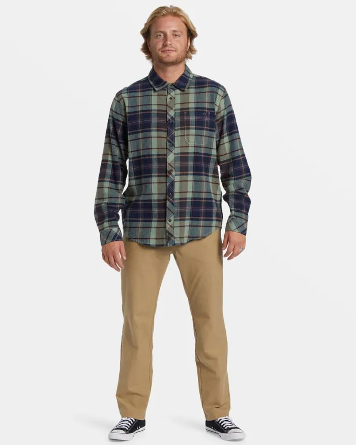 Men Billabong Shirts Coastline Long Sleeve Flannel Shirt Fern Men Billabong Shirts Coastline Long Sleeve Flannel Shirt Fern