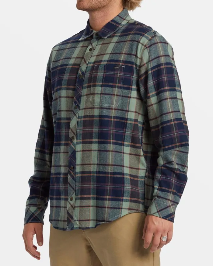 Men Billabong Shirts Coastline Long Sleeve Flannel Shirt Fern Men Billabong Shirts Coastline Long Sleeve Flannel Shirt Fern