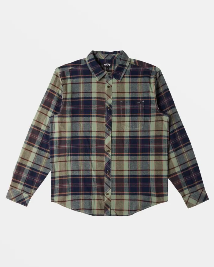 Men Billabong Shirts Coastline Long Sleeve Flannel Shirt Fern Men Billabong Shirts Coastline Long Sleeve Flannel Shirt Fern