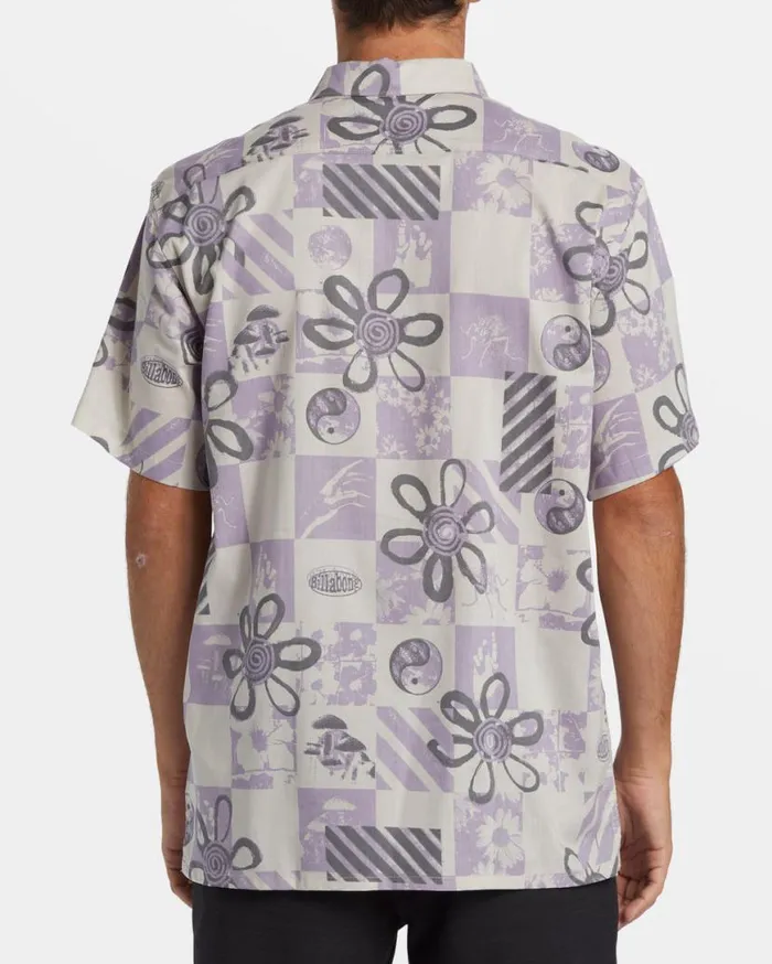 Men Billabong Shirts Double Vision Short Sleeve Shirt Purple Ash Men Billabong Shirts Double Vision Short Sleeve Shirt Purple Ash