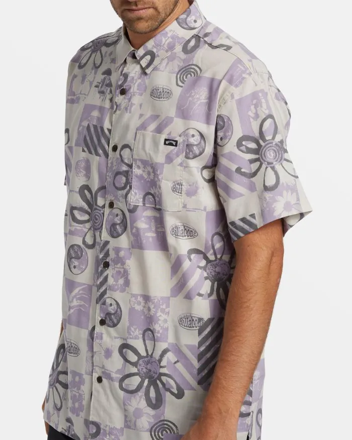 Men Billabong Shirts Double Vision Short Sleeve Shirt Purple Ash Men Billabong Shirts Double Vision Short Sleeve Shirt Purple Ash