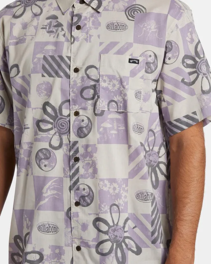 Men Billabong Shirts Double Vision Short Sleeve Shirt Purple Ash Men Billabong Shirts Double Vision Short Sleeve Shirt Purple Ash
