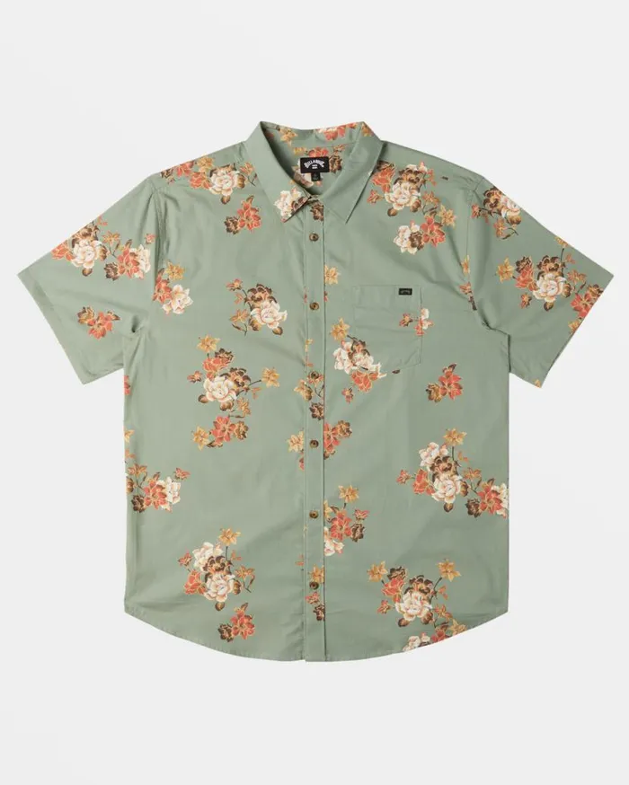 Men Billabong Shirts Sundays Mini Short Sleeve Shirt Sage Men Billabong Shirts Sundays Mini Short Sleeve Shirt Sage