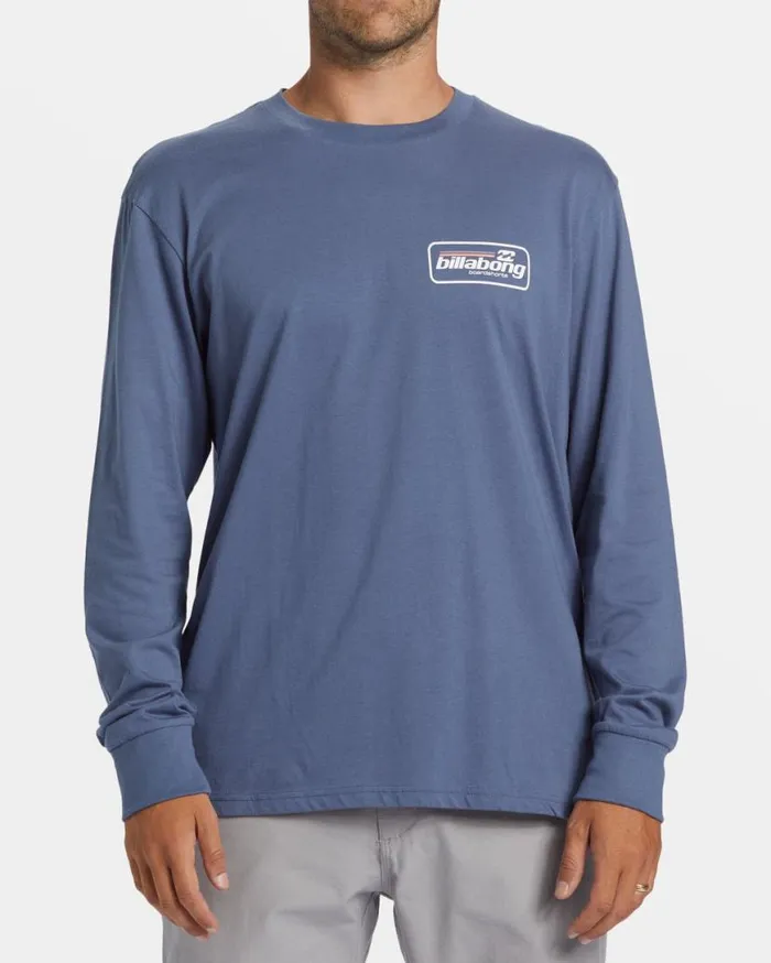 Men Billabong TShirts Walled Long Sleeve Tshirt Slate Blue Men Billabong TShirts Walled Long Sleeve Tshirt Slate Blue