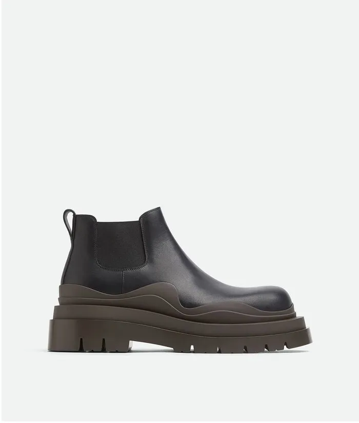 Men Boots Bottega Veneta Tire Chelsea Ankle Boot Black Camping