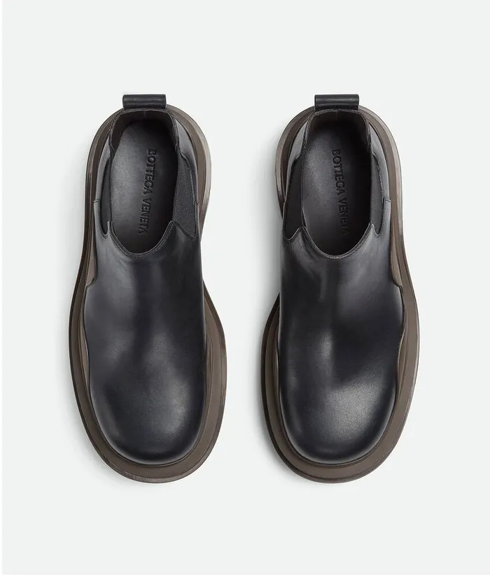 Men Boots Bottega Veneta Tire Chelsea Ankle Boot Black Camping
