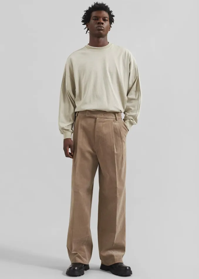 Men Bottoms The Frankie Shop Beo Corduroy Suit Pants 8211 Latte