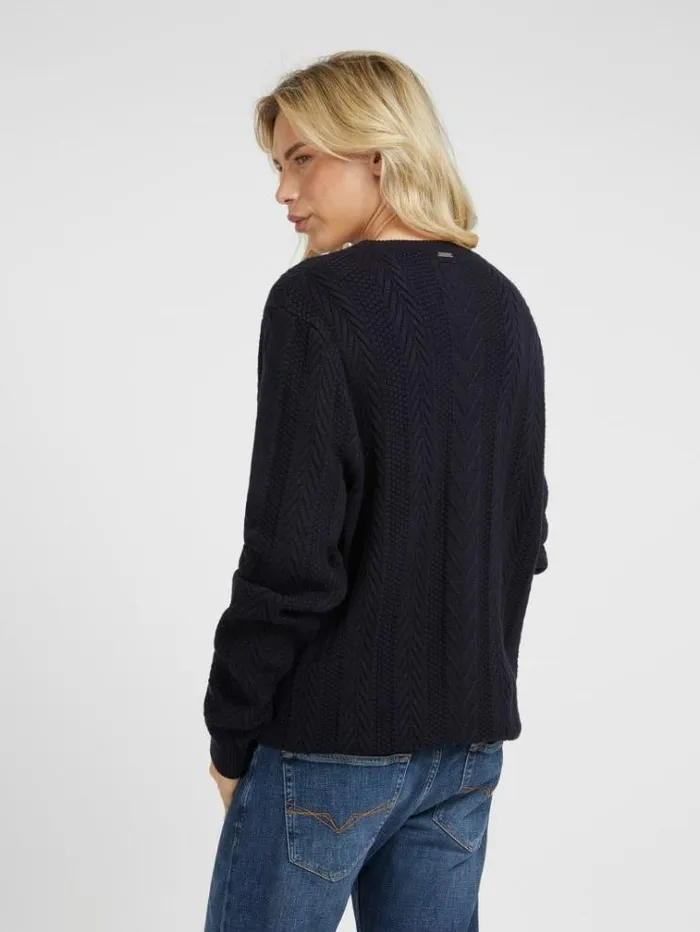 Men Cable Knit Sweater Blue Guess Knitwear And Sweatshirts