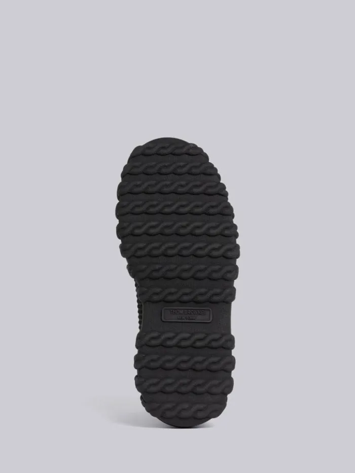 Men Calf Leather Rubber Sole Longwing Duck Shoe Black Thom Browne Brogues and Loafers