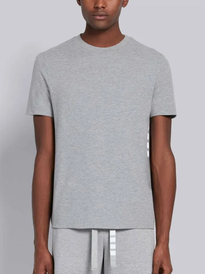 Men Classic Pique Rib Side Insert 4bar Tshirt Light Grey Thom Browne Tshirts and Polos