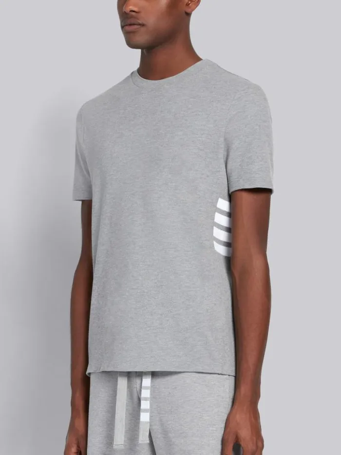 Men Classic Pique Rib Side Insert 4bar Tshirt Light Grey Thom Browne Tshirts and Polos Men Classic Pique Rib Side Insert 4bar Tshirt Light Grey Thom Browne Tshirts and Polos