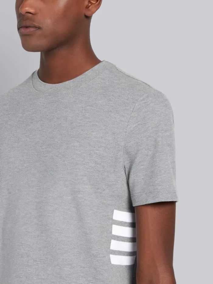 Men Classic Pique Rib Side Insert 4bar Tshirt Light Grey Thom Browne Tshirts and Polos Men Classic Pique Rib Side Insert 4bar Tshirt Light Grey Thom Browne Tshirts and Polos