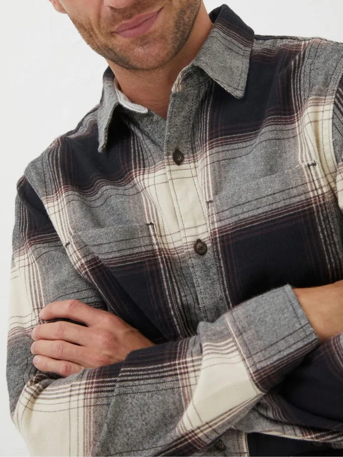 Men Coats and Jackets Fat Face Black Selby Check Shirt