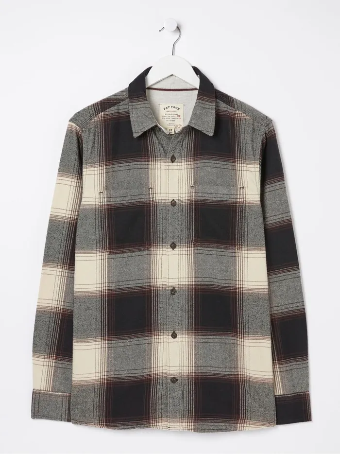 Men Coats and Jackets Fat Face Black Selby Check Shirt