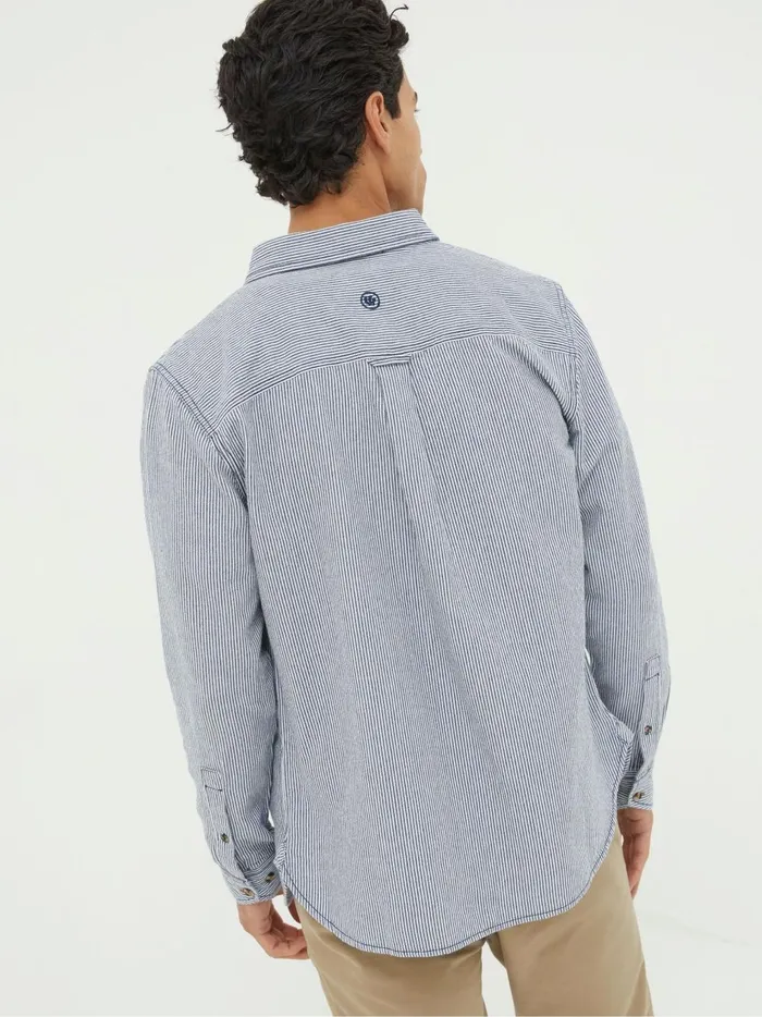 Men Coats and Jackets Fat Face Blue Long Sleeve Nacton Stripe Shirt