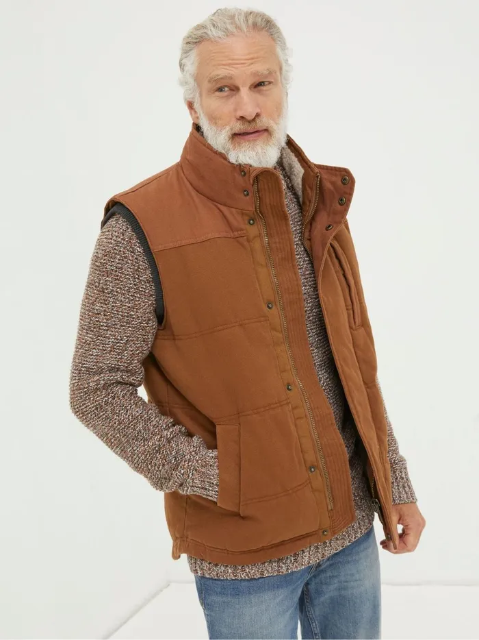 Men Coats and Jackets Fat Face Brown Canvas Gilet Men Coats and Jackets Fat Face Brown Canvas Gilet