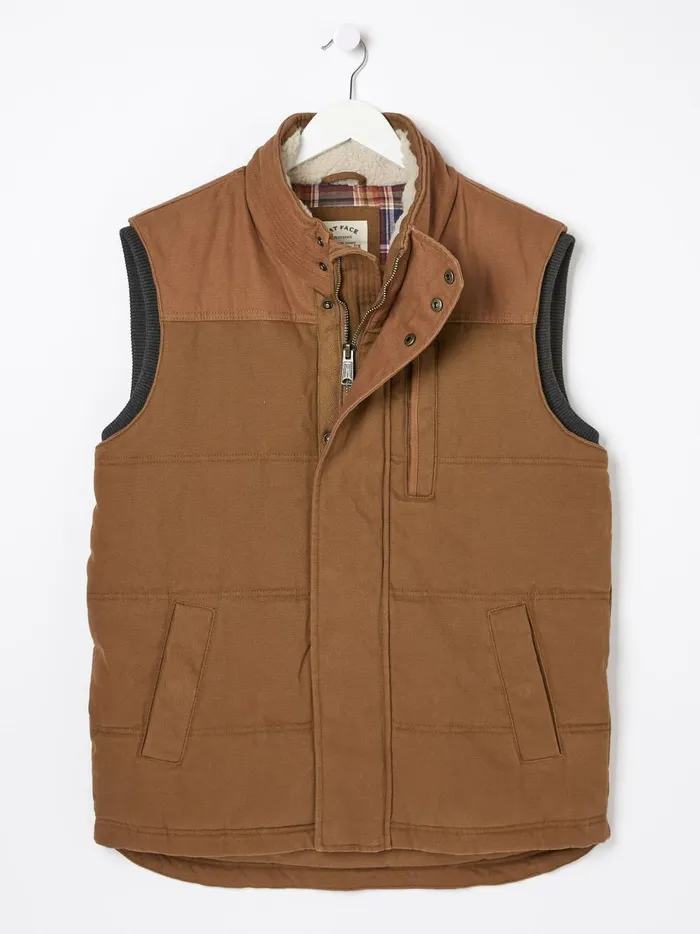 Men Coats and Jackets Fat Face Brown Canvas Gilet Men Coats and Jackets Fat Face Brown Canvas Gilet