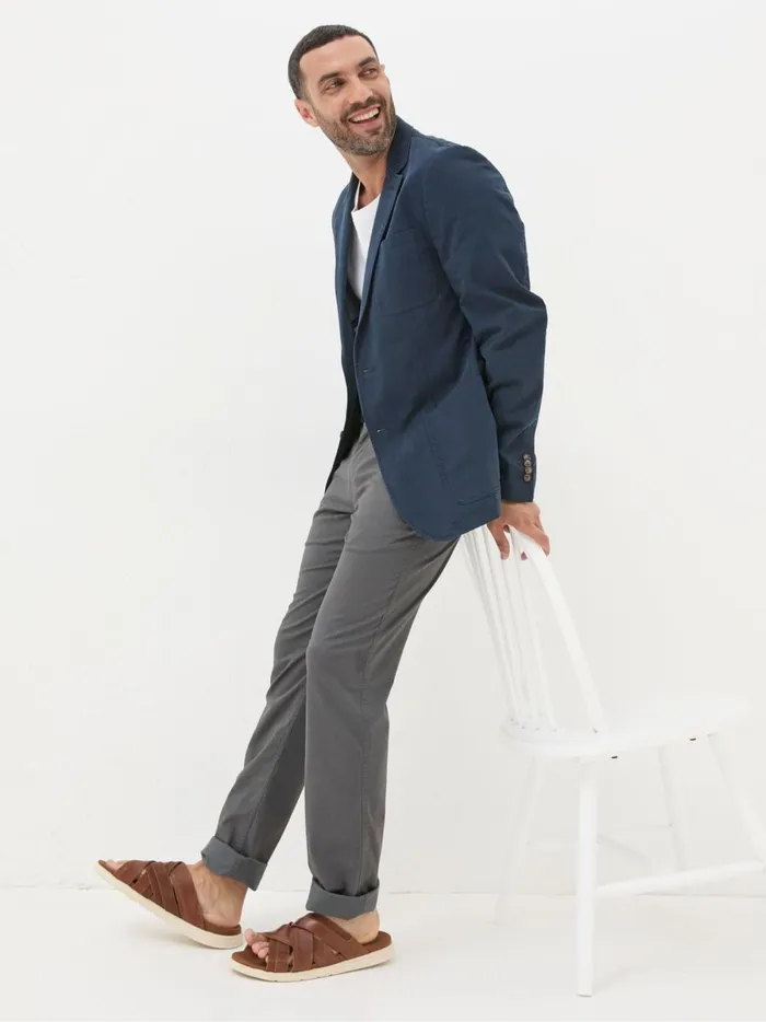 Men Coats and Jackets Fat Face Chilworth Blue Cotton Blazer