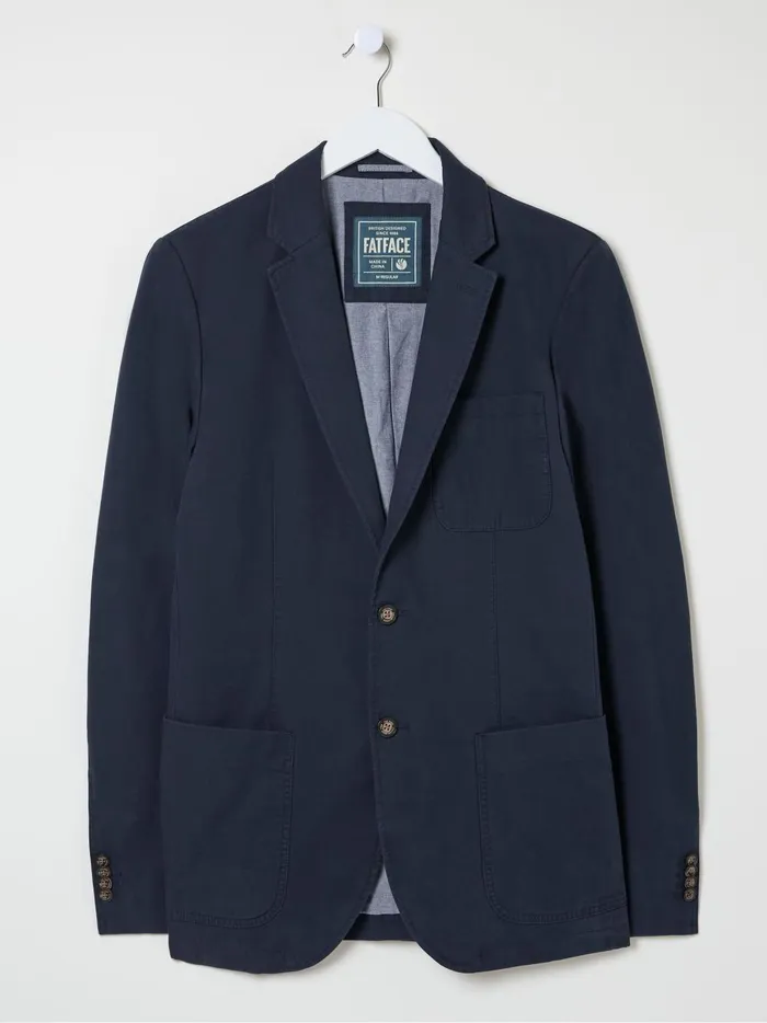 Men Coats and Jackets Fat Face Chilworth Blue Cotton Blazer