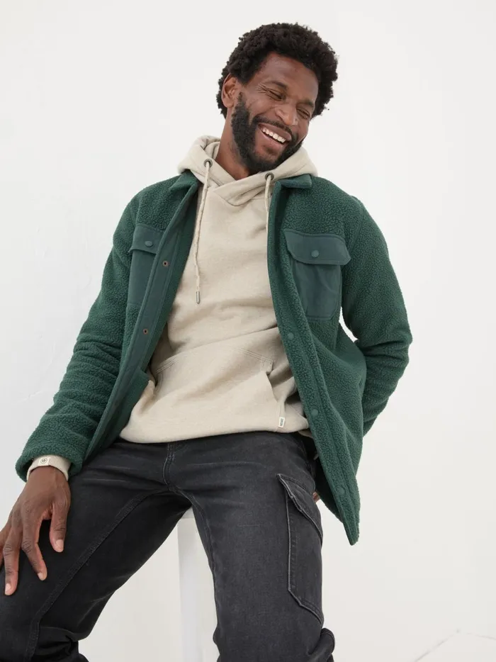 Men Coats and Jackets Fat Face Dark Green Fleece Overshirt Men Coats and Jackets Fat Face Dark Green Fleece Overshirt