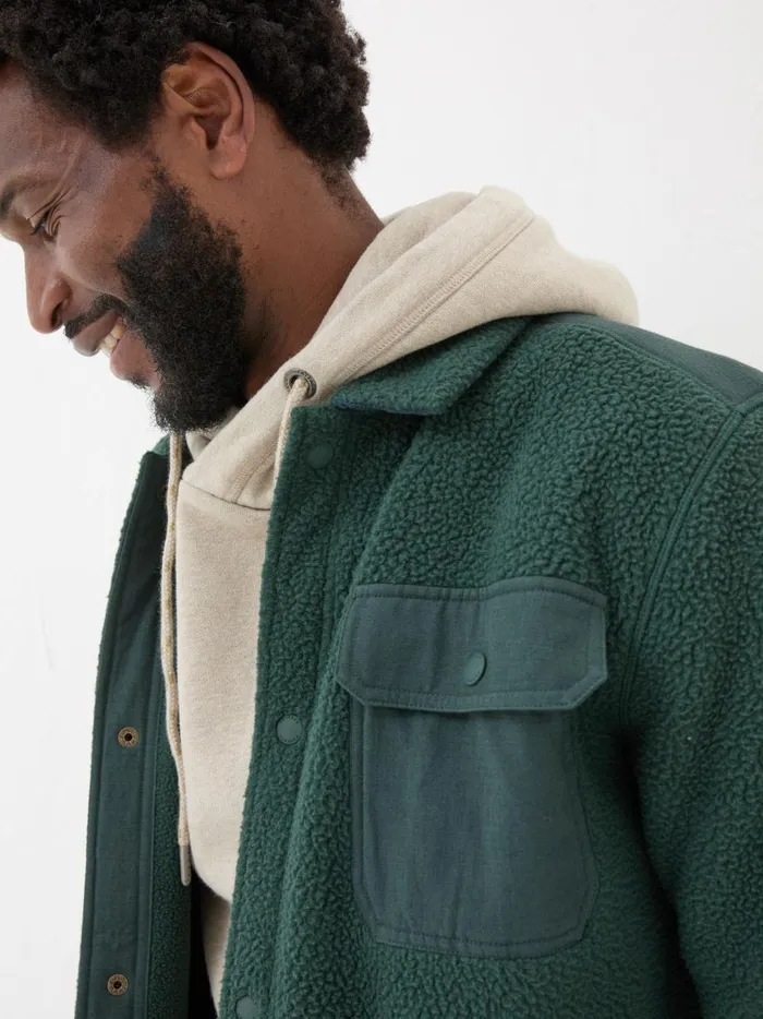Men Coats and Jackets Fat Face Dark Green Fleece Overshirt Men Coats and Jackets Fat Face Dark Green Fleece Overshirt
