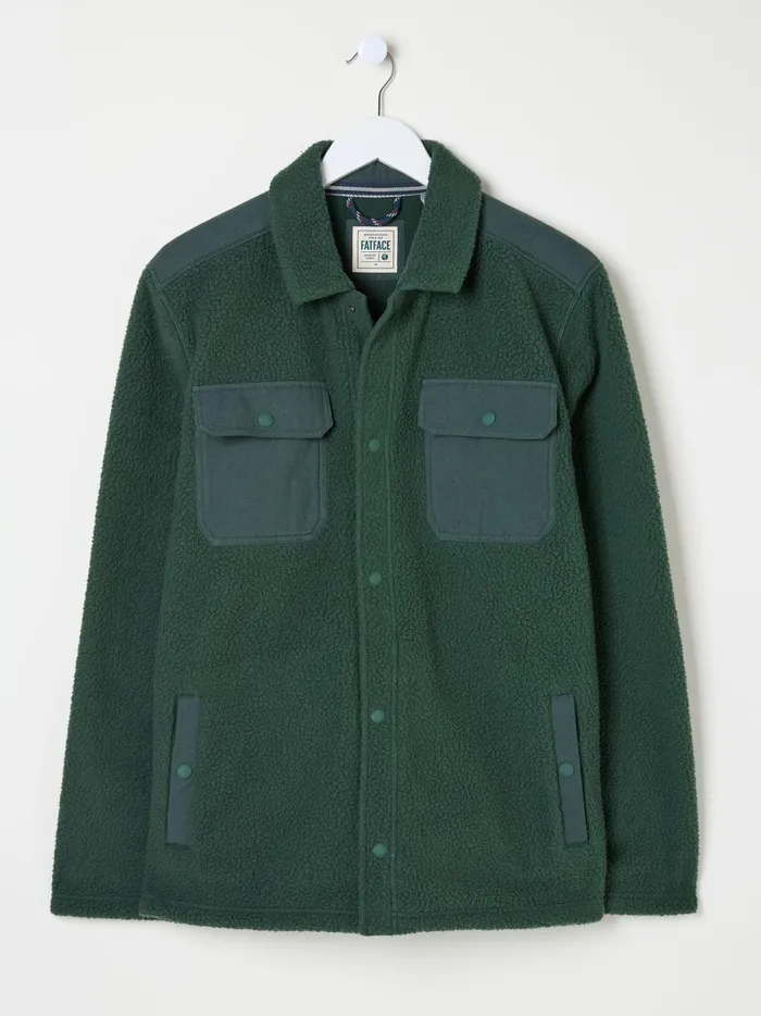 Men Coats and Jackets Fat Face Dark Green Fleece Overshirt Men Coats and Jackets Fat Face Dark Green Fleece Overshirt