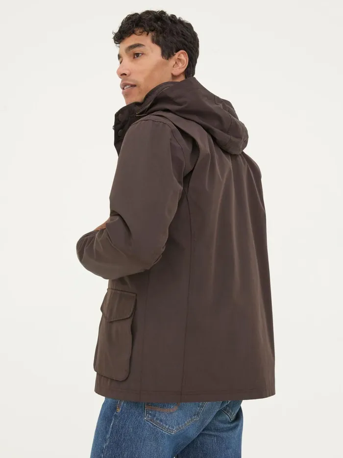 Men Coats and Jackets Fat Face Truro Dark Brown Waterproof Jacket