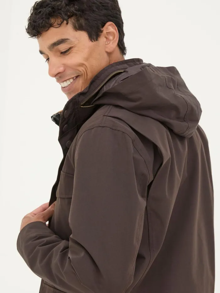 Men Coats and Jackets Fat Face Truro Dark Brown Waterproof Jacket