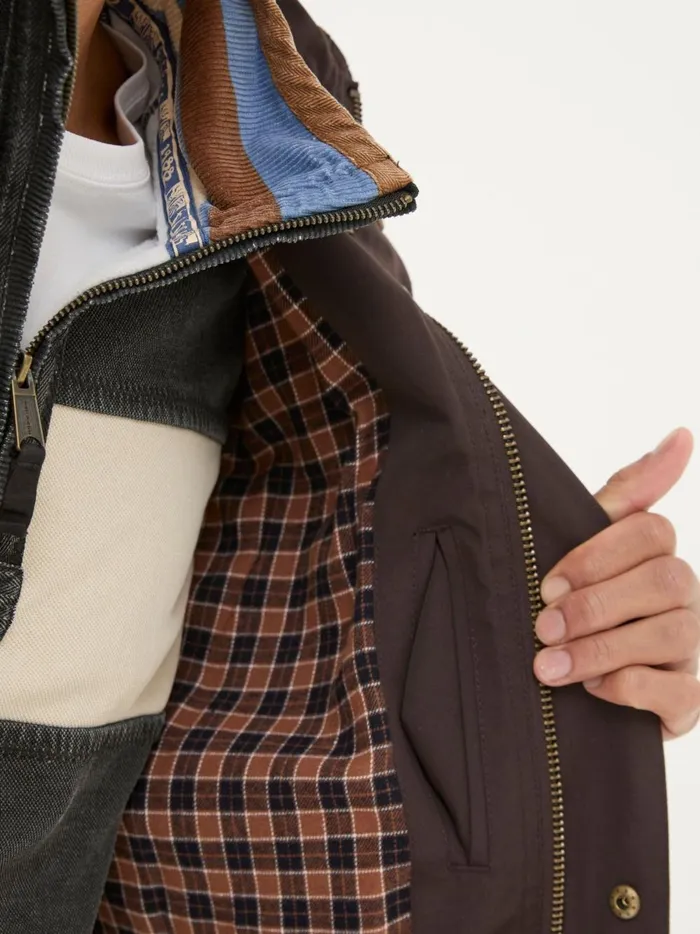 Men Coats and Jackets Fat Face Truro Dark Brown Waterproof Jacket