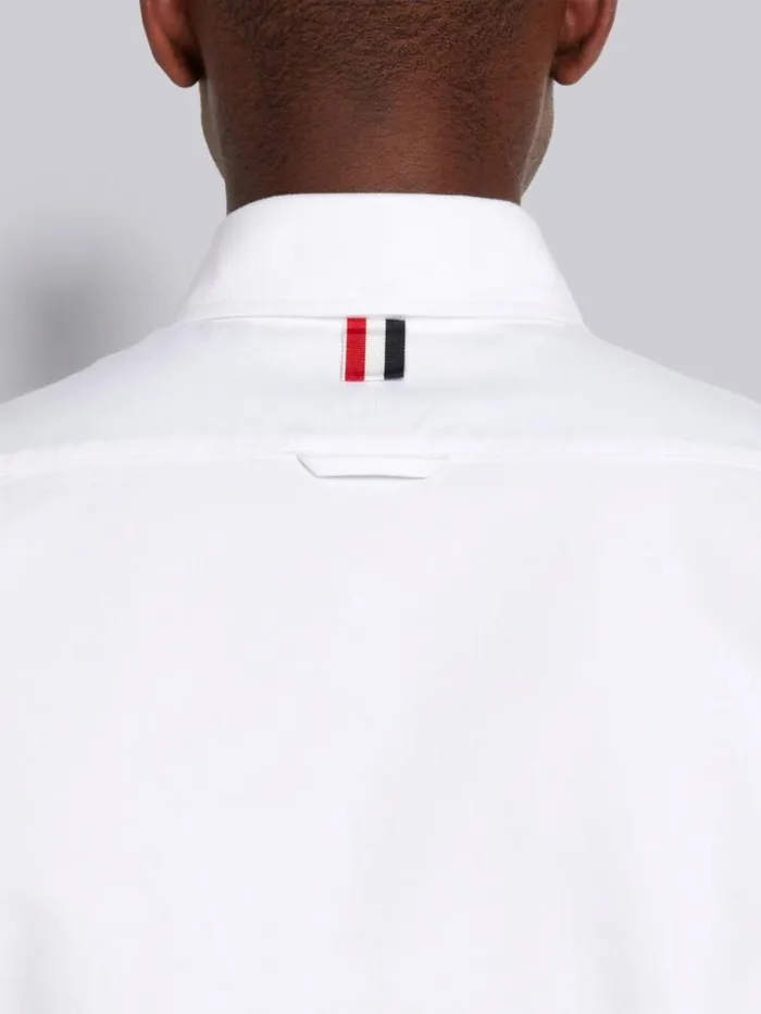 Men Cropped Shirt W Satin Weave 4bar In Oxford White Thom Browne Shirting Men Cropped Shirt W Satin Weave 4bar In Oxford White Thom Browne Shirting