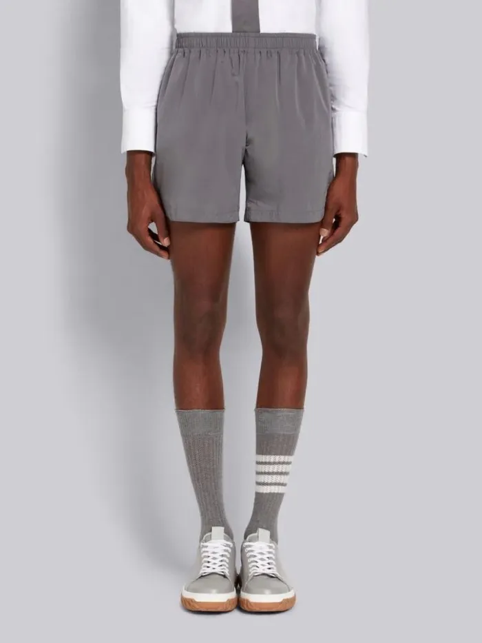 Men Elasticated Waistband Track Shorts Gray Thom Browne Trousers