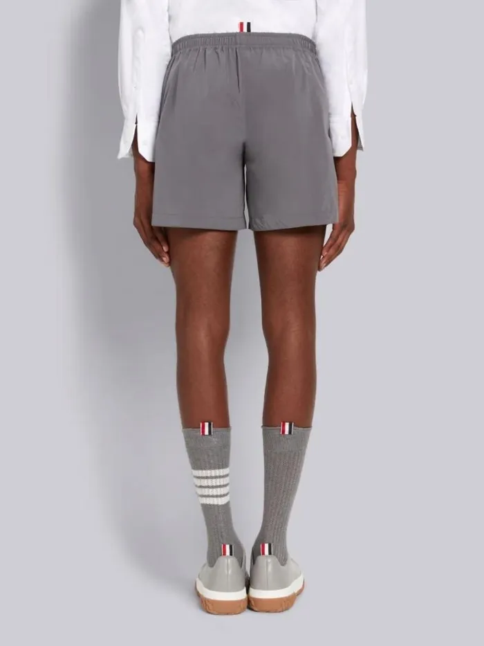 Men Elasticated Waistband Track Shorts Gray Thom Browne Trousers Men Elasticated Waistband Track Shorts Gray Thom Browne Trousers