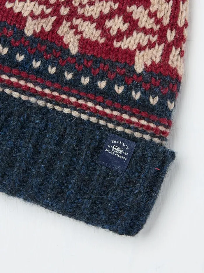 Men Hats Fat Face Navy Fairisle Pattern Beanie Men Hats Fat Face Navy Fairisle Pattern Beanie
