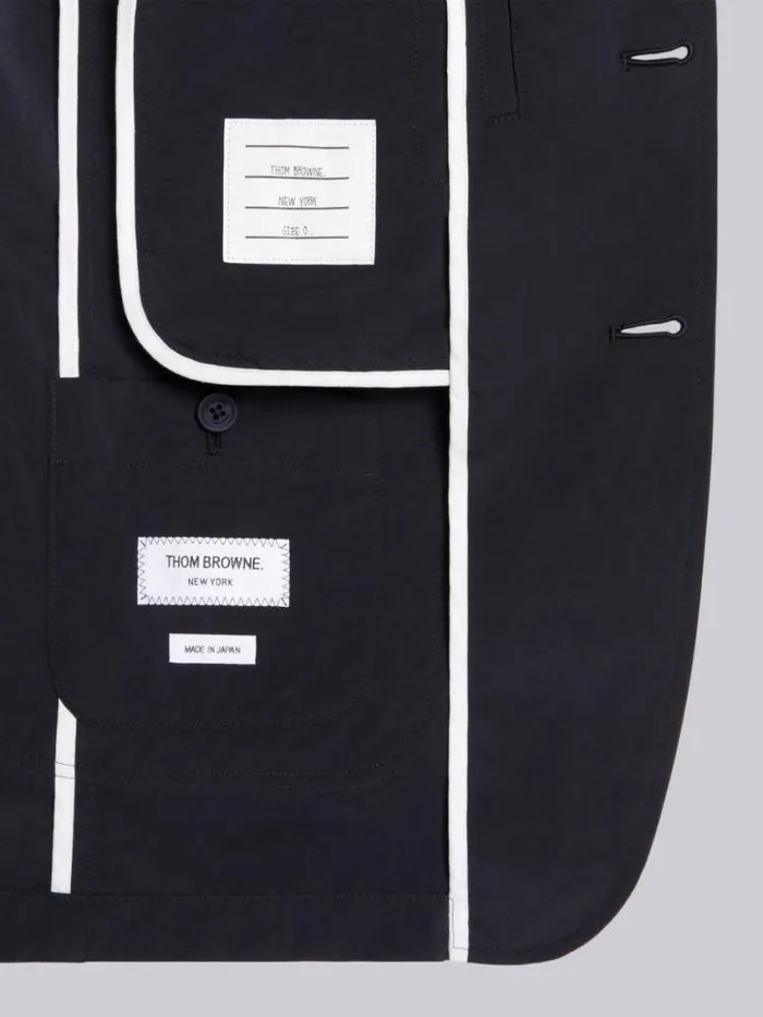 Men High Density Nylon Tech Unconstructed Sack Jacket Navy Thom Browne Jackets and Suiting
