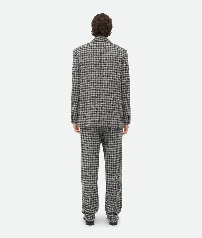 Men Jackets Bottega Veneta Boucle Gingham Wool Jacket Blackpearlkhaki