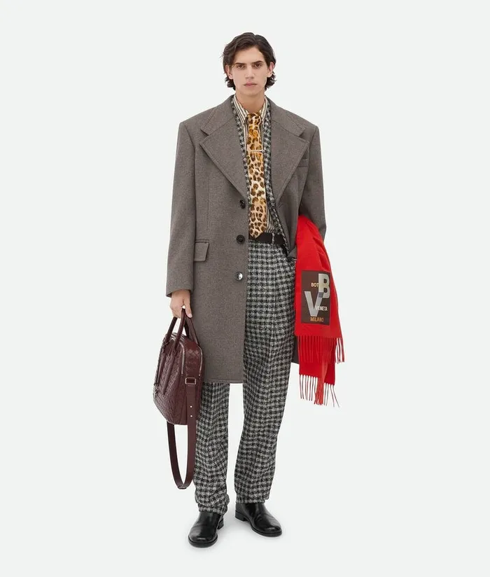 Men Jackets Bottega Veneta Boucle Gingham Wool Jacket Blackpearlkhaki