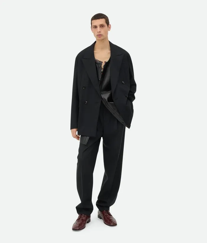 Men Jackets Bottega Veneta Striped Wool Jacket Blackdark Blue