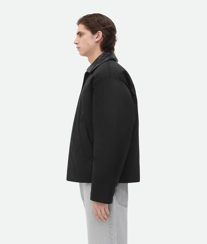 Men Jackets Bottega Veneta Tech Nylon Puffer Jacket Black