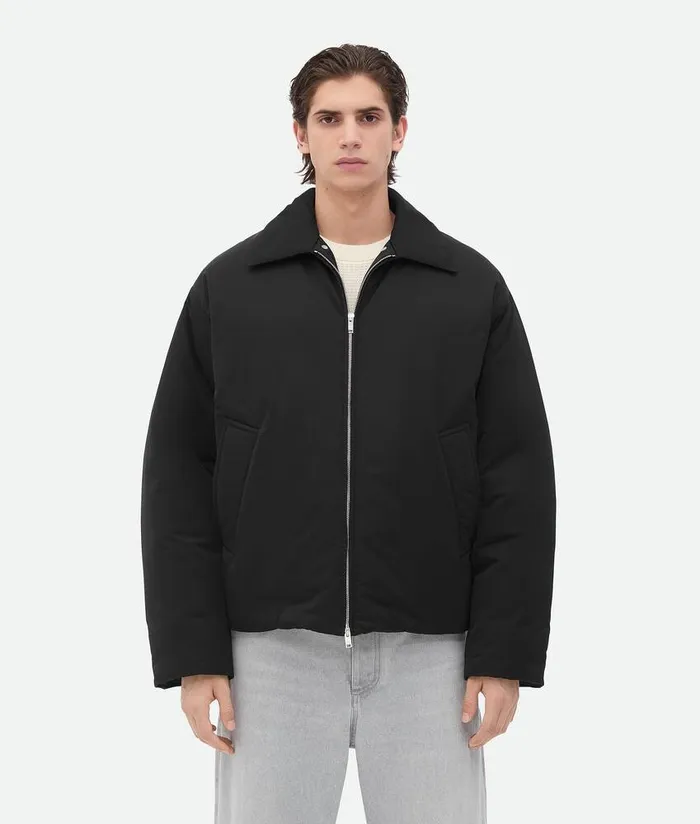 Men Jackets Bottega Veneta Tech Nylon Puffer Jacket Black