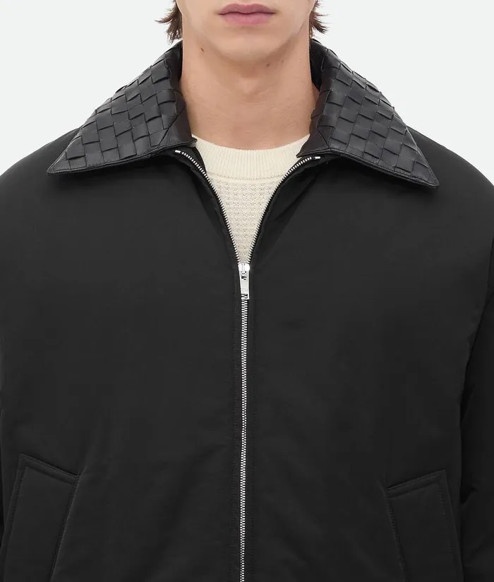 Men Jackets Bottega Veneta Tech Nylon Puffer Jacket Black