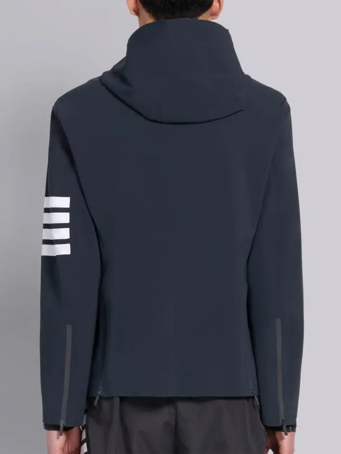 Men Lightweight Tech Hooded 4bar Jacket Charcoal Thom Browne Sweats Men Lightweight Tech Hooded 4bar Jacket Charcoal Thom Browne Sweats