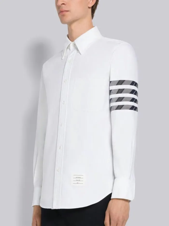 Men Oxford Cotton Seamed 4bar Straight Fit Long Sleeve Shirt White Thom Browne Shirting