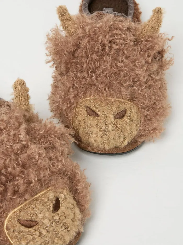 Men Pyjamas and Nightwear Fat Face Hamish Brown Highland Cow Slippers Men Pyjamas and Nightwear Fat Face Hamish Brown Highland Cow Slippers