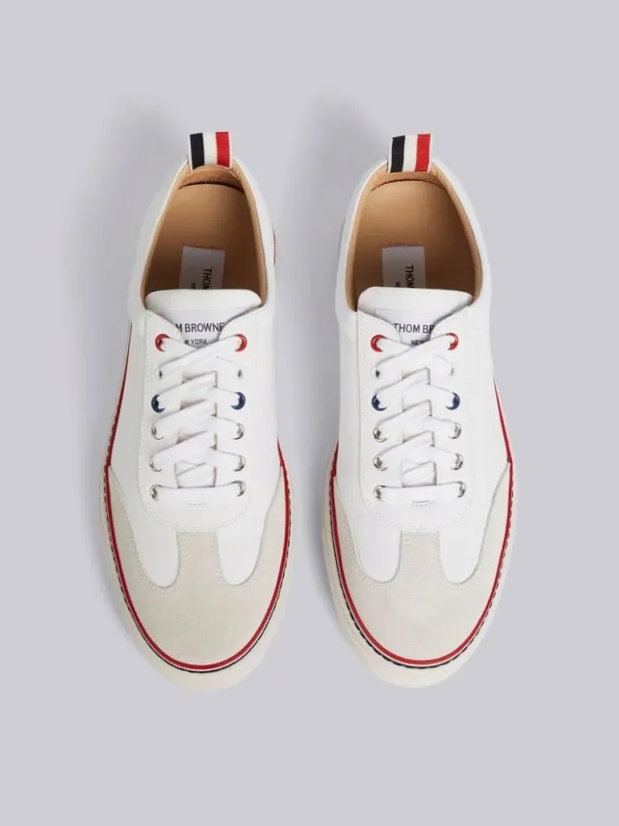 Men Rubber Calfskin Trainer White Thom Browne Sneakers Men Rubber Calfskin Trainer White Thom Browne Sneakers